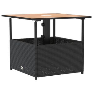 vidaXL Mesa de jard&iacute;n agujero de sombrilla rat&aacute;n negro 55x55x46,5 cm