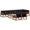 vidaXL Conjunto de sof&aacute;s de exterior con coj&iacute;n 9 pcs Natural y negro