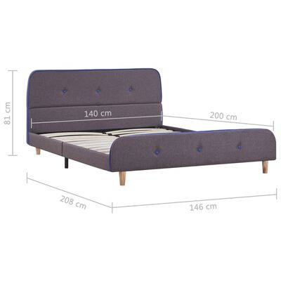 vidaXL Estructura de cama de tela gris topo 140x200 cm