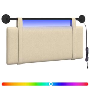 vidaXL Cabecero colgante Con luz LED Crema Tela