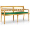 vidaXL Banco Batavia con coj&iacute;n verde madera maciza de teca 150 cm