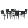 vidaXL Conjunto de Comedor de Jard&iacute;n 7 pcs Negro Rat&aacute;n sint&eacute;tico