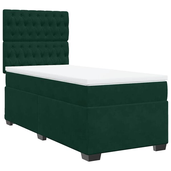vidaXL Cama box spring con colch&oacute;n terciopelo verde oscuro 80x200 cm