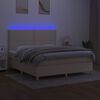 vidaXL Cama box spring colch&oacute;n y luces LED tela crema 160x200 cm