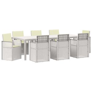 vidaXL Conjunto de Comedor de Jard&iacute;n 9 uds. Blanco y Crema PP