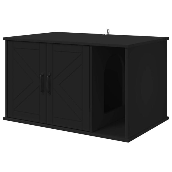 vidaXL Casa para Gatos Negro 85 x 55 x 50 cm Madera de ingenier&iacute;a