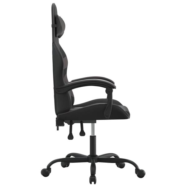 vidaXL Silla gaming cuero sint&eacute;tico negro y gris