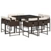 vidaXL Set comedor para jard&iacute;n 9 pzas y cojines rat&aacute;n sint&eacute;tico marr&oacute;n