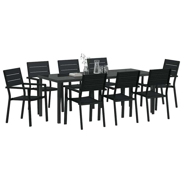 vidaXL Conjunto de Comedor de Jard&iacute;n 9 pcs Negro