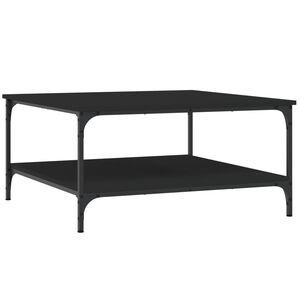 vidaXL Mesa de centro madera de ingenier&iacute;a negro 80x80x40 cm
