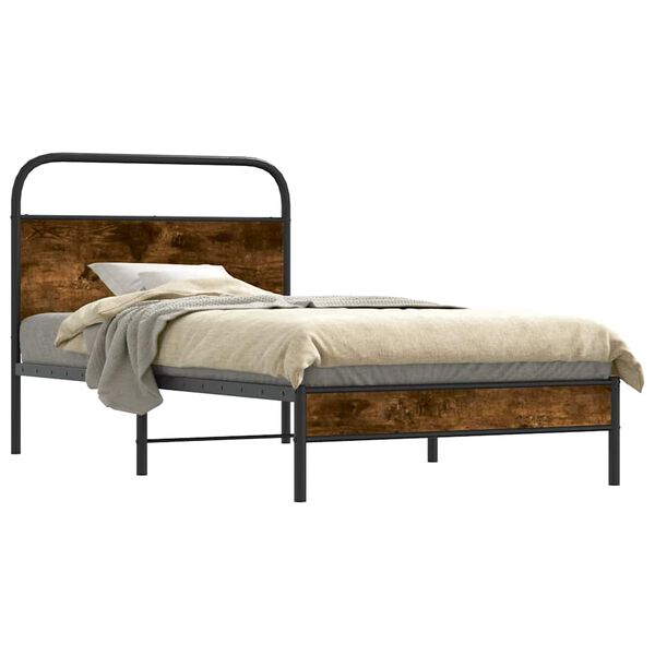 vidaXL Estructura de cama sin colch&oacute;n 100x190 cm madera roble ahumado