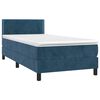 vidaXL Cama box spring colch&oacute;n y LED terciopelo azul oscuro 100x200 cm