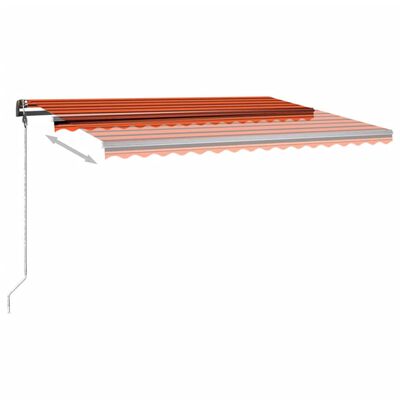 vidaXL Toldo manual retráctil con LED naranja y marrón 450x300 cm