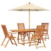 vidaXL Conjunto de comedor exterior con parasol 6 uds. 4 plaza