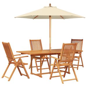 vidaXL Conjunto de comedor exterior con parasol 6 uds. 4 plaza