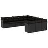 vidaXL Set de sof&aacute;s de jard&iacute;n 11 pzas y cojines rat&aacute;n sint&eacute;tico negro