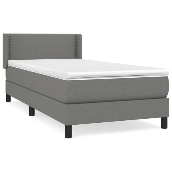 vidaXL Cama box spring con colch&oacute;n tela gris oscuro 90x200 cm