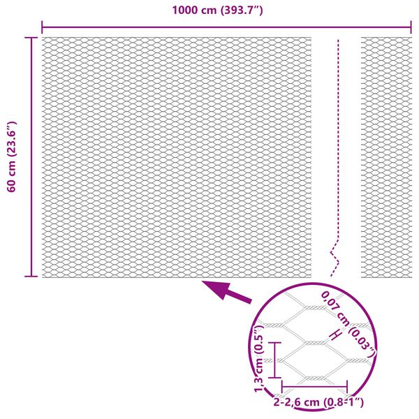 vidaXL Cerca Hexagonal Verde 0.6 x 10 m Acero