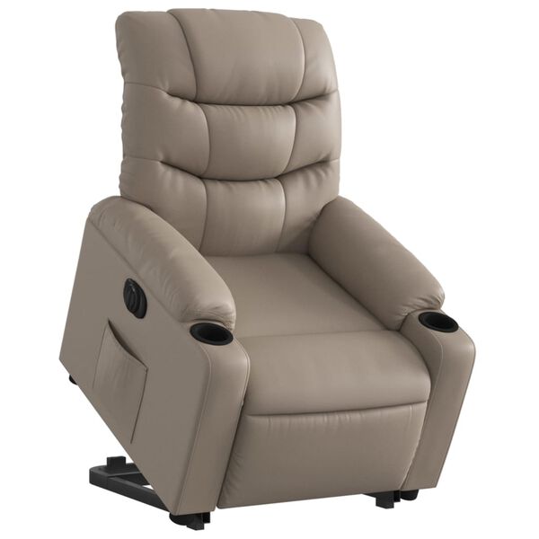 vidaXL Sill&oacute;n elevable el&eacute;ctrico cuero artificial capuchino