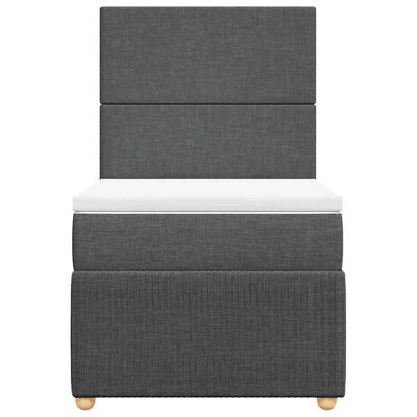 vidaXL Cama box spring con colch&oacute;n tela gris oscuro 100x200 cm