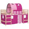 vidaXL Cama alta para ni&ntilde;os con t&uacute;nel madera pino rosa 80x200 cm