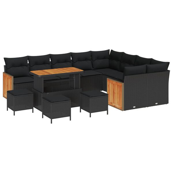 vidaXL Conjunto de sof&aacute; de jard&iacute;n 13 pcs Negro 110 x 55 x 71 cm