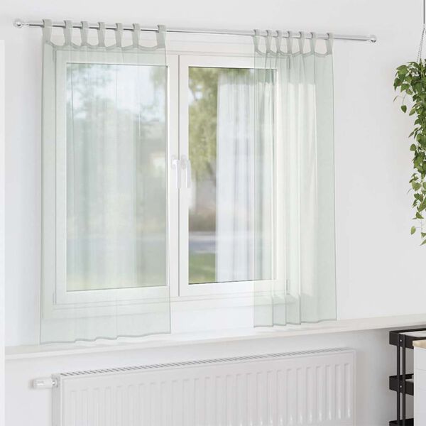 vidaXL Cortinas de gasa con trabillas 2 uds gris claro 140x175 cm