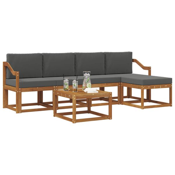 vidaXL Conjunto de sof&aacute;s de exterior 6 pcs Natural y Antracita