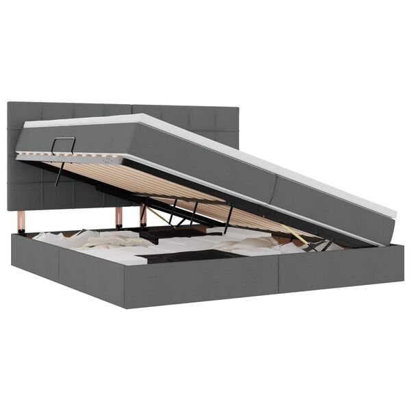 vidaXL Cama con almacenamiento y LED Gris oscuro 200 x 200 cm