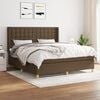 vidaXL Cama box spring con colch&oacute;n tela marr&oacute;n oscuro 180x200 cm