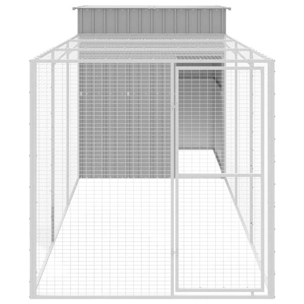 vidaXL Gallinero con corral acero galvanizado gris claro 165x455x181cm