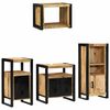 vidaXL Juego de muebles de ba&ntilde;o 4 pcs Marr&oacute;n Madera de mango maciza