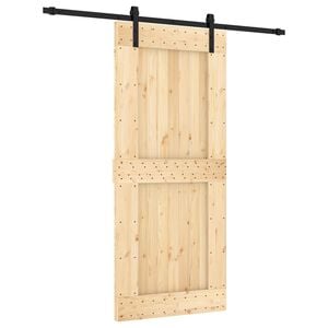 vidaXL Puerta Corredera Natural y negro 90 x 210 cm