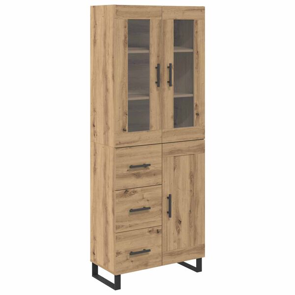 vidaXL Aparador alto con caj&oacute;n 2 pcs Roble artesanal