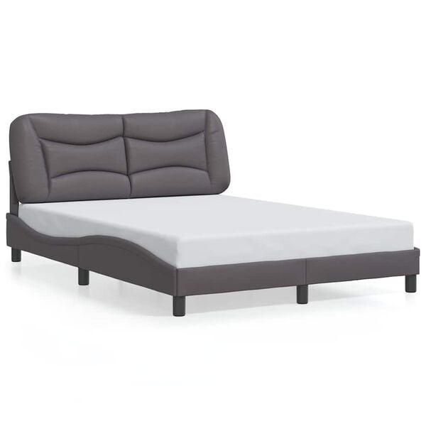 vidaXL Estructura de cama sin colch&oacute;n Hvar cuero sint&eacute;tico gris 140x200 cm