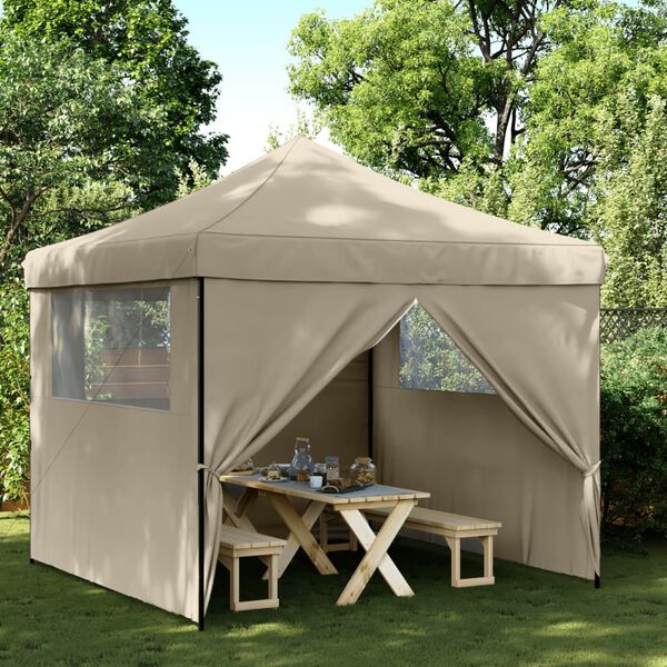 vidaXL Tienda de fiesta plegable Pop-Up con 4 paredes laterales taupe