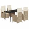 vidaXL Set comedor de jard&iacute;n 5 pzas con cojines rat&aacute;n sint&eacute;tico beige
