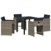 vidaXL Conjunto de Comedor de Jard&iacute;n 5 uds. Gris rat&aacute;n sint&eacute;tico