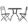 vidaXL Juego de comedor de jard&iacute;n 3 pzas malla met&aacute;lica gris antracita