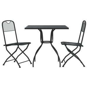 vidaXL Juego de comedor de jard&iacute;n 3 pzas malla met&aacute;lica gris antracita