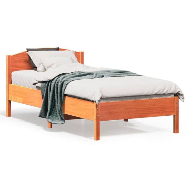 vidaXL Estructura de cama sin colch&oacute;n madera maciza marr&oacute;n 75x190 cm