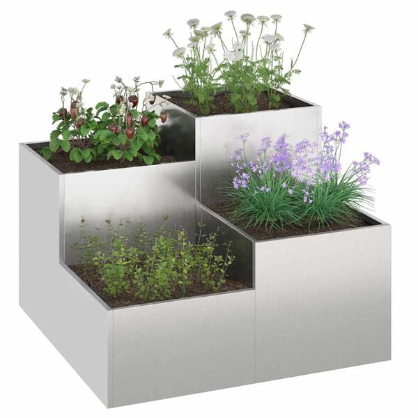vidaXL Maceta para Jardín Plateado 80 x 80 x 60 cm Acero inoxidable