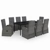 vidaXL Juego de comedor de jard&iacute;n 9 pzas con cojines gris