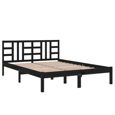 vidaXL Estructura de cama de madera maciza negra 140x190 cm
