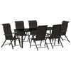 vidaXL Conjunto de Comedor de Jard&iacute;n 7 pcs Negro Polirat&aacute;n