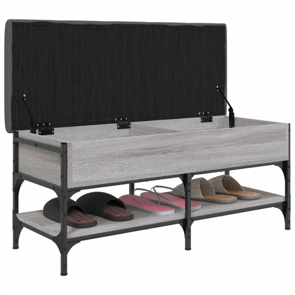 vidaXL Banco zapatero madera de ingeniería gris Sonoma 102x42x45 cm