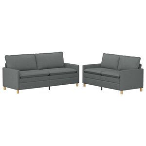 vidaXL Juego de Sof&aacute; 2 uds. Gris oscuro Tela