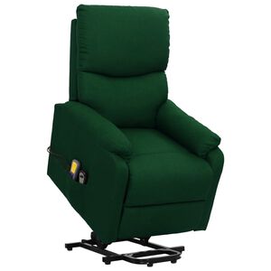 vidaXL Sill&oacute;n de masaje elevable tela verde oscuro