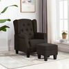 vidaXL Sill&oacute;n con reposapi&eacute;s de tela marr&oacute;n oscuro