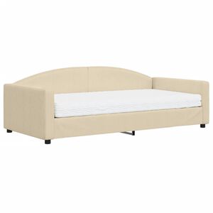 vidaXL Sof&aacute; cama con colch&oacute;n tela crema 100x200 cm